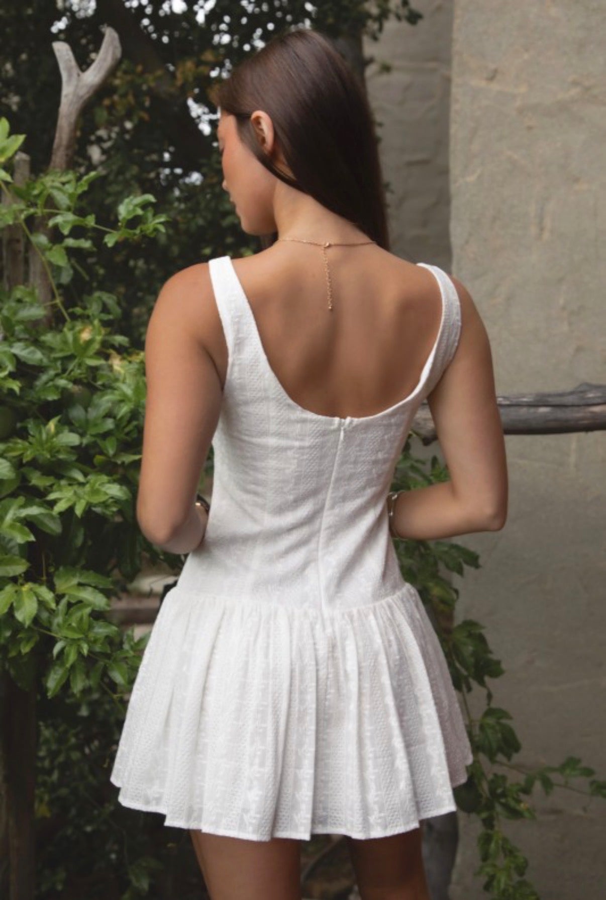 Valentina Embroidered Drop Waist Mini Dress