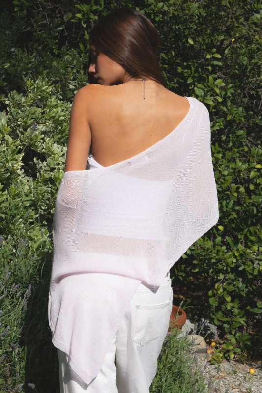 BALI Wide Off Shoulder Light Pink Knit Cape